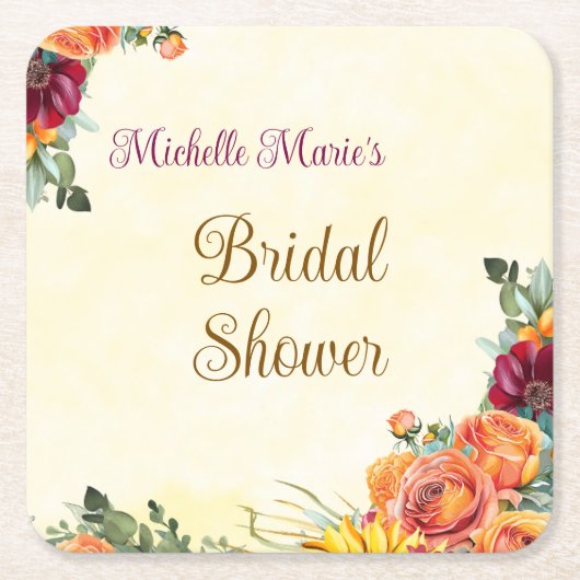 Blumenstrauß Herbst Brautparty Untersetzer (Vorderseite)