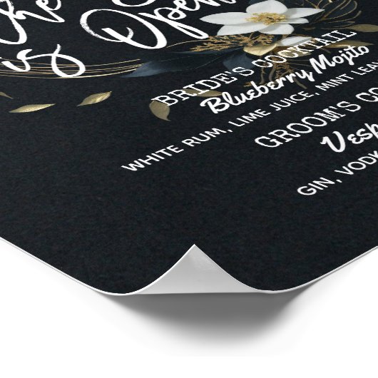 Blumenstrauß Hochzeit Das Bar ist ein offenes Getr Poster (Ecke)