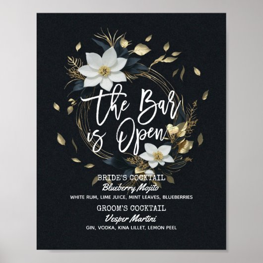 Blumenstrauß Hochzeit Das Bar ist ein offenes Getr Poster (Vorne)