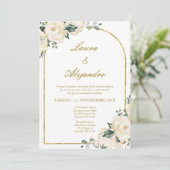 Blumenstrauß Hochzeit Einladung in Spanisch (Stehend Vorderseite)