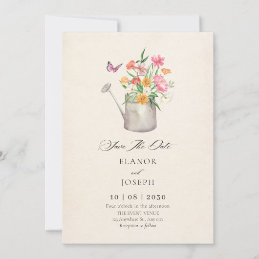 Blumenstrauß-Hochzeit Save The Date (Vorderseite)