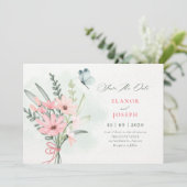 Blumenstrauß-Hochzeit Save The Date (Stehend Vorderseite)