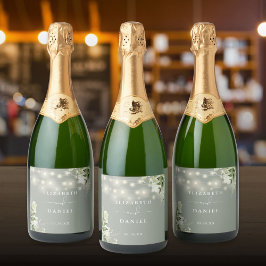 Blumenstrauß-Hochzeit Schaumweinetikett