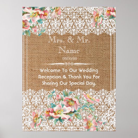 Blumenstrauß Hochzeitsplakat Poster (Vorne)