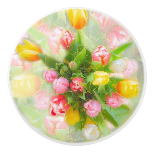 Blumenstrauß im Vintagen Look Keramikknauf (Vorderseite)