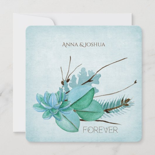 Blumenstrauß in Aquarellfarben mit Zweigen Einladung (Vorderseite)