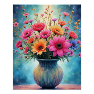 Blumenstrauß in bunten Farben Poster