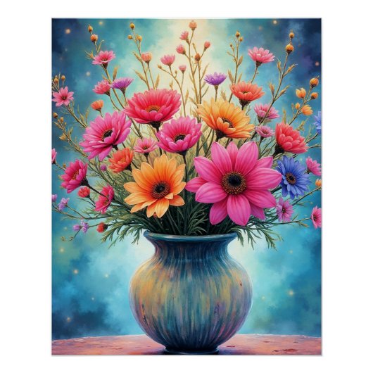 Blumenstrauß in bunten Farben Poster (Vorderseite)