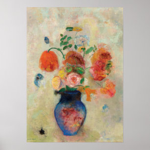 Blumenstrauß in einem blauen Vase durch Odilon Poster