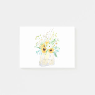 Blumenstrauß in einem Tragetuch Aquarellmalerei Post-it Klebezettel