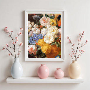 Blumenstrauß in einer skulpturierten Vase, J. Elia Poster