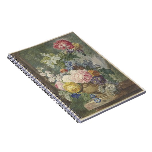 Blumenstrauß in einer Vase mit Vogelnest Notizblock (Rechte Seite)