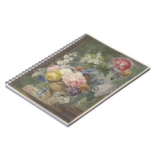 Blumenstrauß in einer Vase mit Vogelnest Notizblock (Linke Seite)