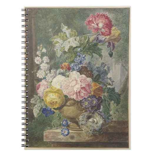 Blumenstrauß in einer Vase mit Vogelnest Notizblock (Vorderseite)