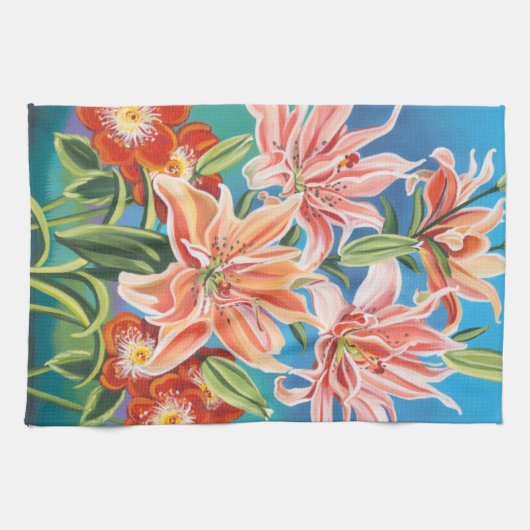 Blumenstrauß in Grenze II Geschirrtuch (Horizontal)