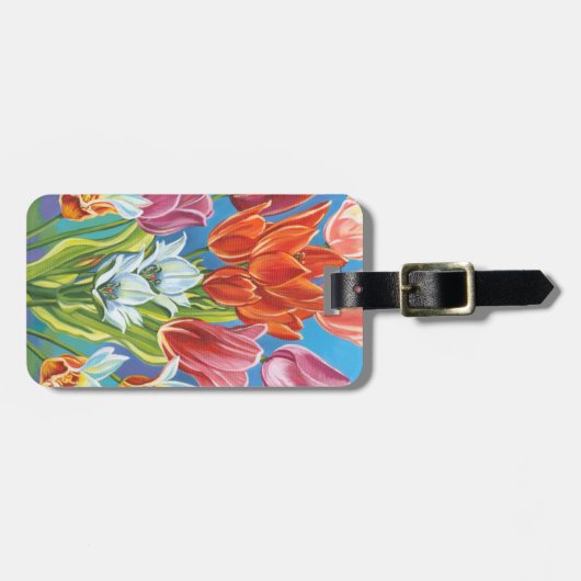 Blumenstrauß in Grenze III Gepäckanhänger (Vorderseite horizontal)