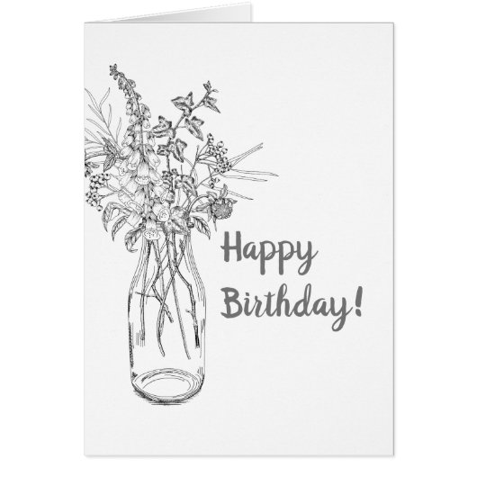 Blumenstrauß in Milchflaschen Aufbereitungskarte (Vorne)