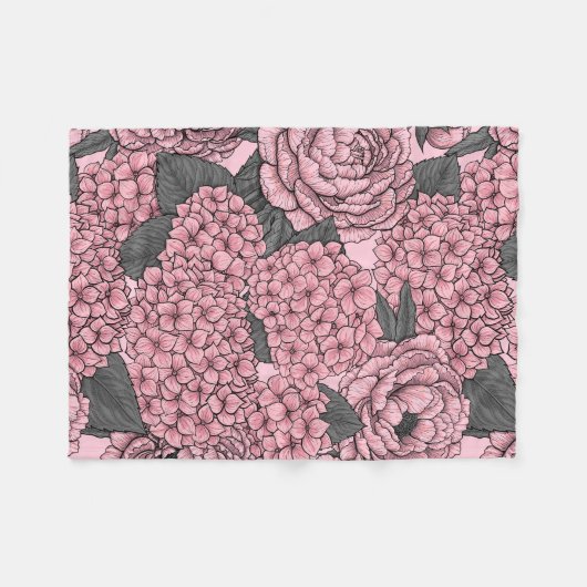 Blumenstrauß in Rosa Fleecedecke (Vorderseite (Horizontal))