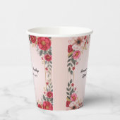 Blumenstrauß in rosa Polterabend Junggeselinnen-Ab Pappbecher (Links)