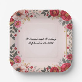 Blumenstrauß in rosa Polterabend Junggeselinnen-Ab Pappteller