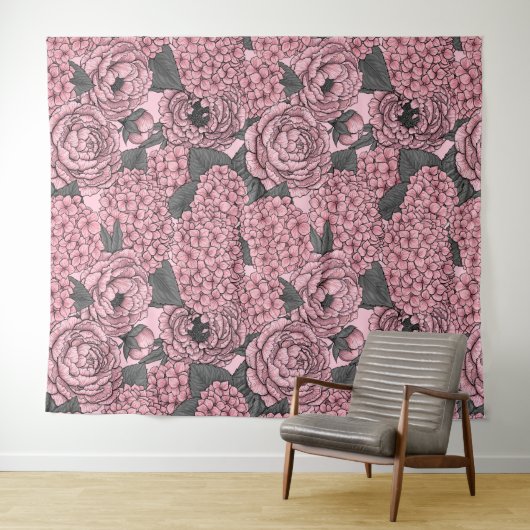 Blumenstrauß in Rosa Wandteppich (Beispiel (Horizontal))