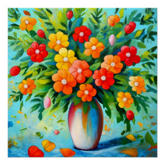 Blumenstrauß in Vase Poster