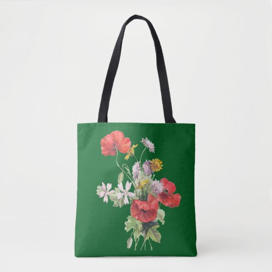 Blumenstrauß, Jägergrüner Hintergrund, Tasche (Vorderseite)