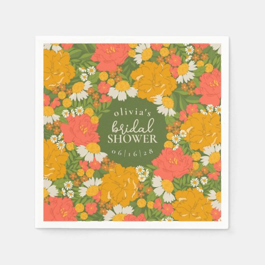 Blumenstrauß-Junggesellinnenabschied-Papierplatten Serviette (Vorderseite)