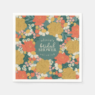 Blumenstrauß-Junggesellinnenabschied-Papierteller Serviette