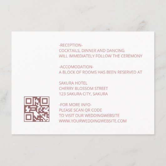 Blumenstrauß-Kunst Chinesische Hochzeiten Details Begleitkarte (Rückseite)