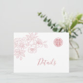 Blumenstrauß-Kunst Chinesische Hochzeiten Details Begleitkarte (Stehend Vorderseite)