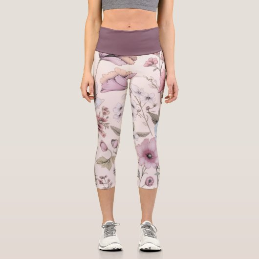 Blumenstrauß-Leggings Capri (Vorderseite)