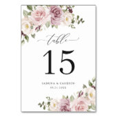 Blumenstrauß Mauve Grüne Elegante Tischnummer (Rückseite)