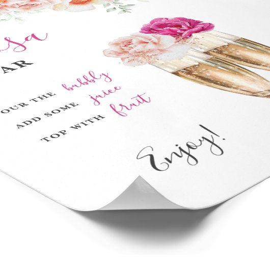 Blumenstrauß Mimosa Bar Tafelschild Poster (Ecke)