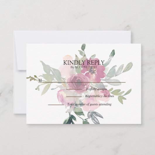 Blumenstrauß mit Burgund & Blush RSVP Karte (Vorderseite)