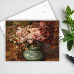 Blumenstrauß mit Chrysanthemen und Ringelblumen Postkarte