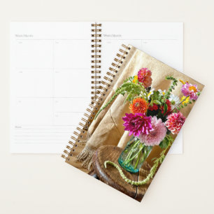 Blumenstrauß mit Dahlien- und Zinnienblüten Planer