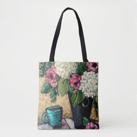 "Blumenstrauß mit Kaffee-" feine Tasche (Vorderseite)