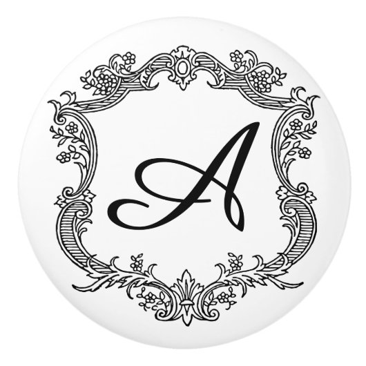 Blumenstrauß mit Monogramm Keramikknauf (Vorderseite)