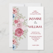 Blumenstrauß mit rosa und blauen Blumen Einladung (Vorderseite)