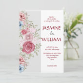 Blumenstrauß mit rosa und blauen Blumen Einladung (Stehend Vorderseite)