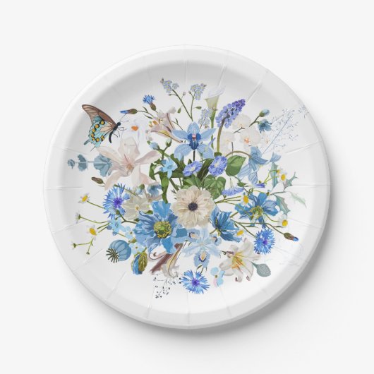 Blumenstrauß mit tropischen Blumen. Pappteller (Vorderseite)