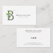 Blumenstrauß-Monogramm B Visitenkarte (Vorne/Hinten)