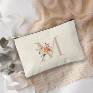 Blumenstrauß-Monogramm-Kosmetik-/Zubehörtasche Zubehörtasche