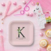 Blumenstrauß-Monogramm Pappteller (Party)