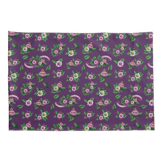 Blumenstrauß-Muster Frida Kahlos | Purlpe Kissenbezug (Rückseite-Rechts)