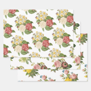 Blumenstrauß-Muster Geschenkpapier Set