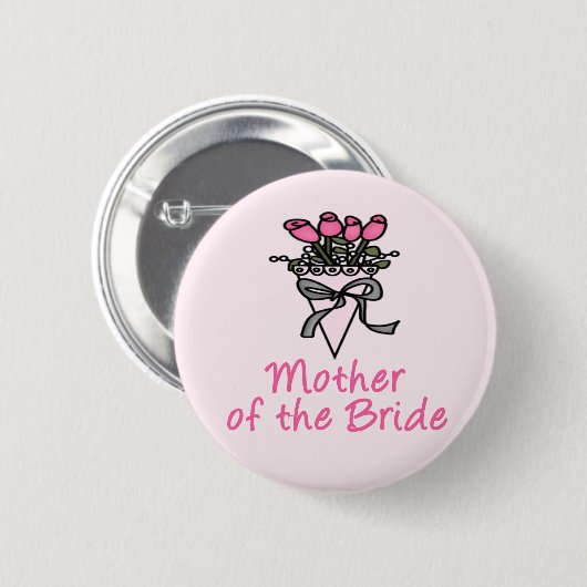 Blumenstrauß-Mutter der Braut Button (Vorne & Hinten)