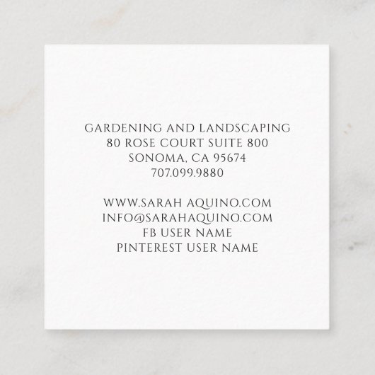 Blumenstrauß oder Blumenstrauß Quadratische Visitenkarte (Rückseite)