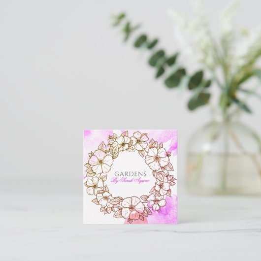 Blumenstrauß oder Blumenstrauß Quadratische Visitenkarte (Stehend Vorderseite)